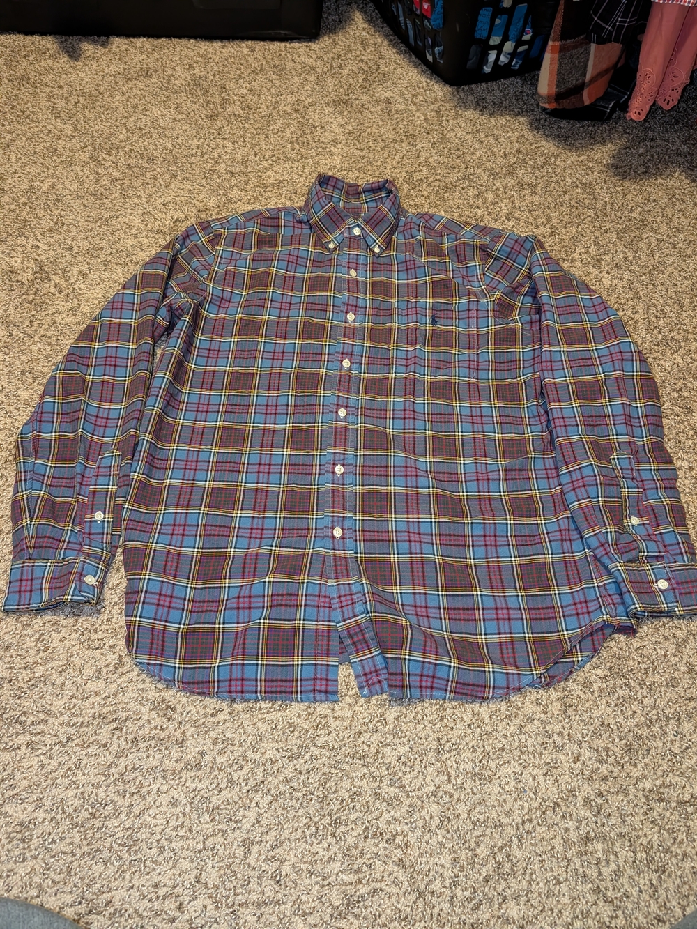 Ralph Lauren Blue and Green Plaid Button-Down Shirt